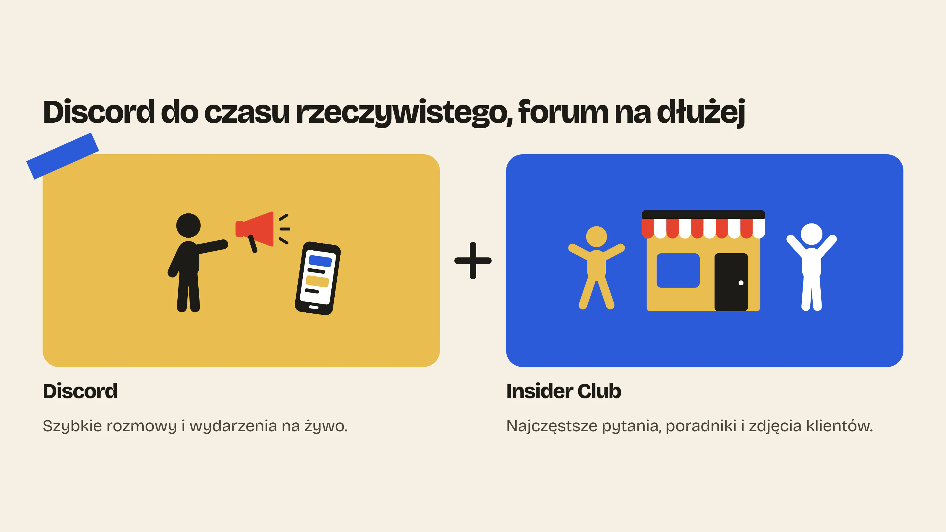 Discord dla marki może służyć do rozmów w czasie rzeczywistym, a forum w sklepie Shopify do pytań, poradników i zdjęć klientów, które mają zostać na dłużej.