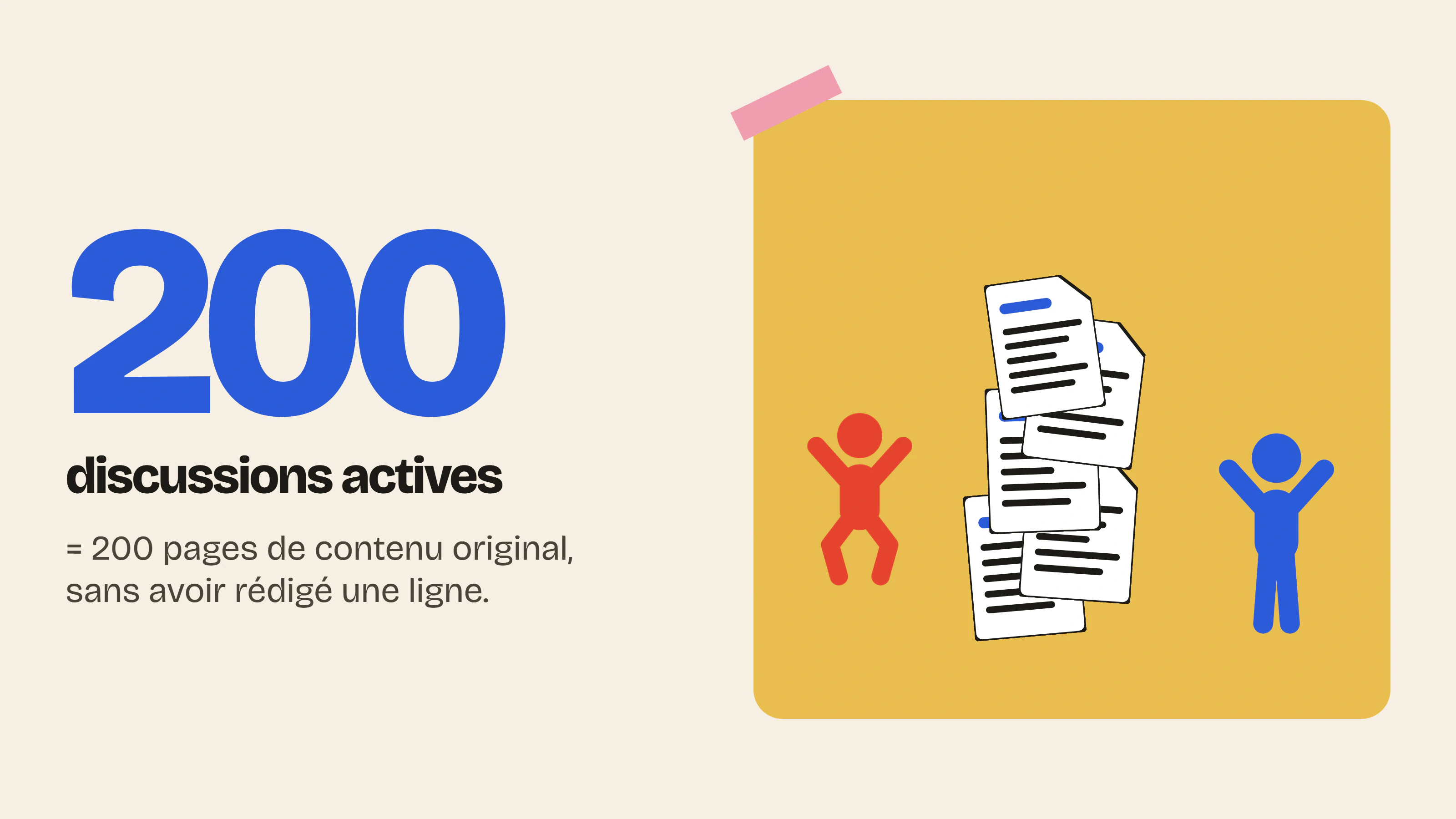 Une boutique avec 200 discussions actives dispose de 200 pages de contenu original, sans avoir rédigé une ligne.