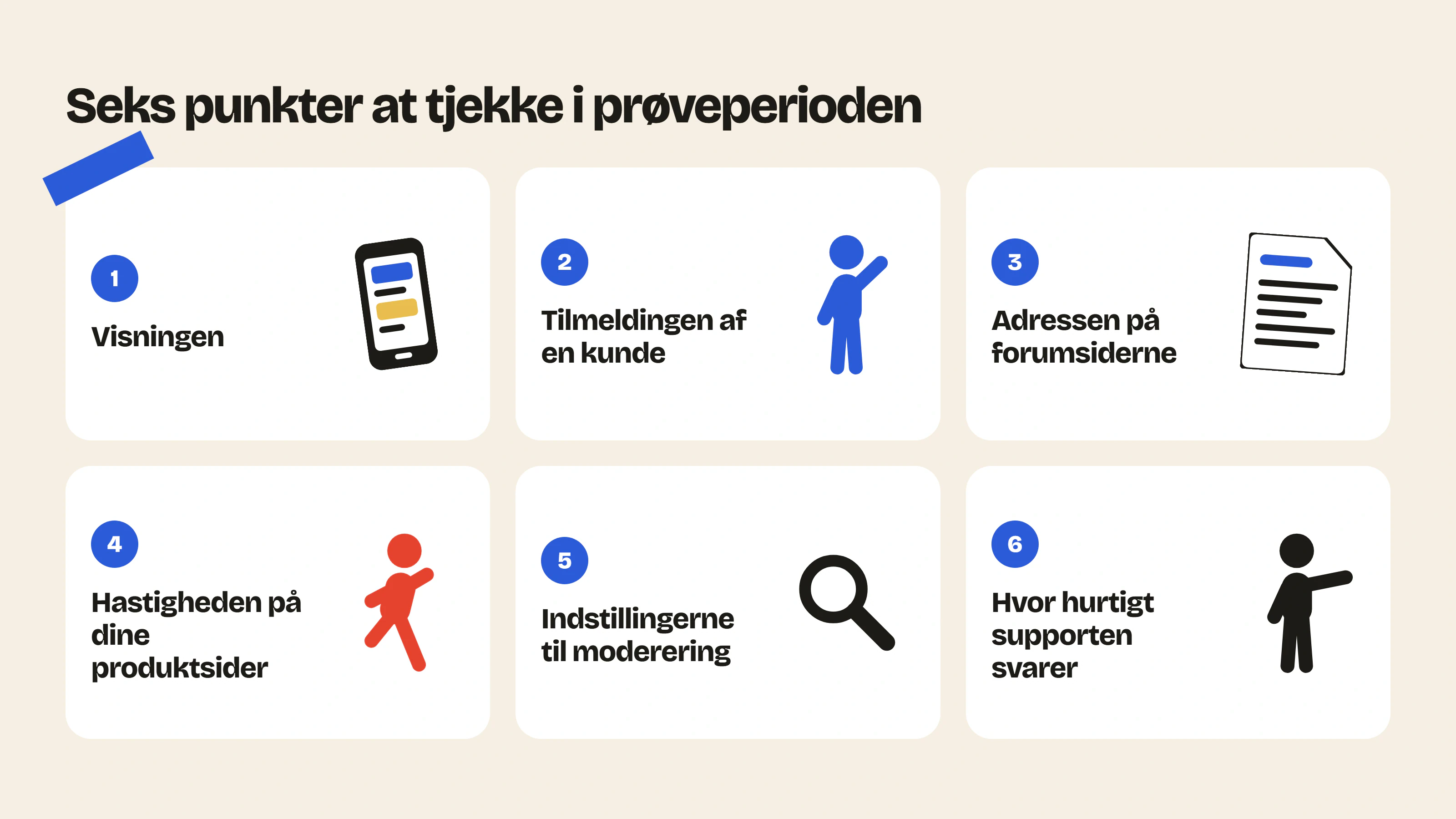 Tjek i prøveperioden for en forum-app til Shopify visningen, tilmeldingen, adressen på forumsiderne, hastigheden, modereringen og hvor hurtigt supporten svarer.